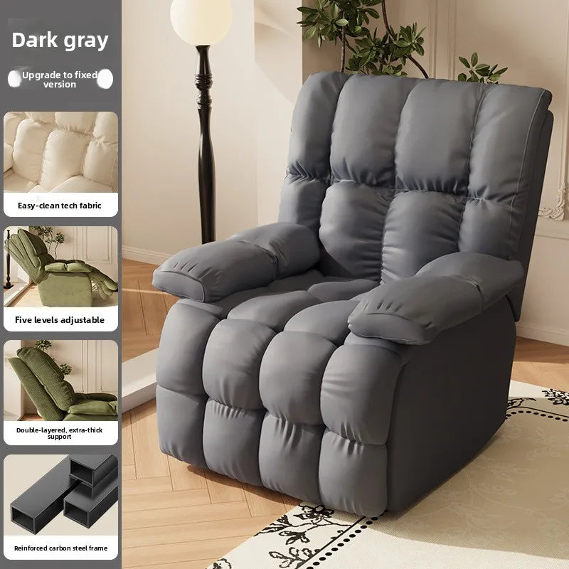 Five-Position Fabric Lounge Chair with Padded Arms
