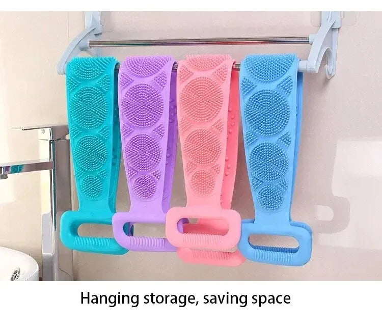 Silicone Back Scrubber Belt – Body Exfoliating Shower Brush & Massage Strap, 60cm