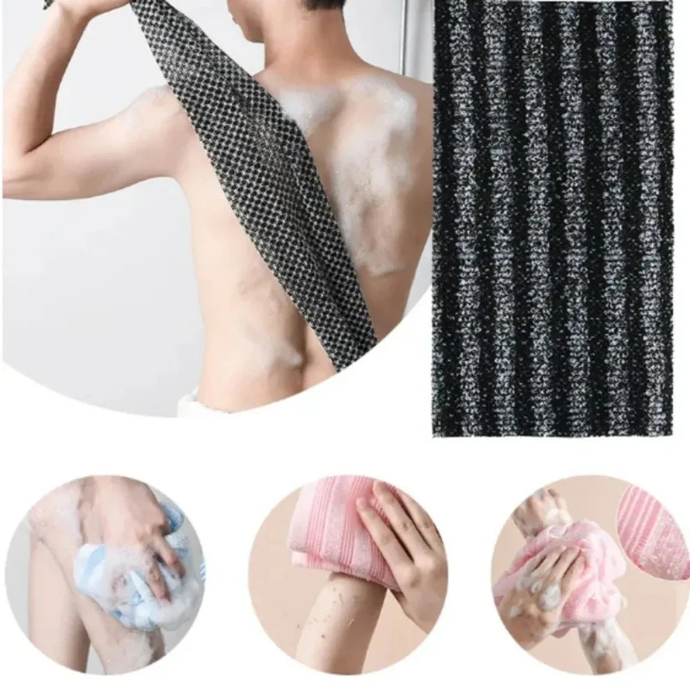 Japanese Rubbing Washcloth Bath Nylon Towel Brush – Exfoliating Scrub Shower Sponge for Back