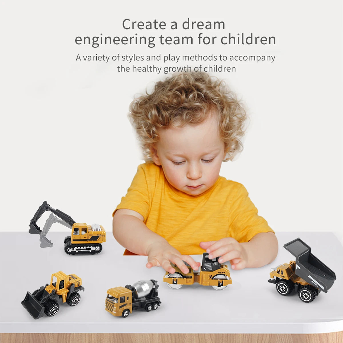 Die-Cast Construction Vehicle Toy Set – 1:64 Alloy Trucks & Excavators