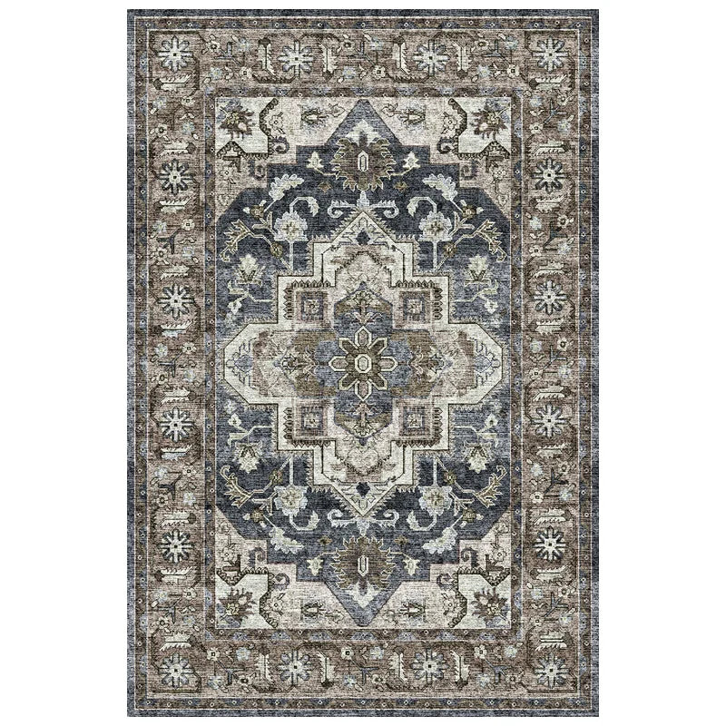 American Retro Style Large Area Rug – Anti-Slip Washable Carpet for Living Room & Bedroom