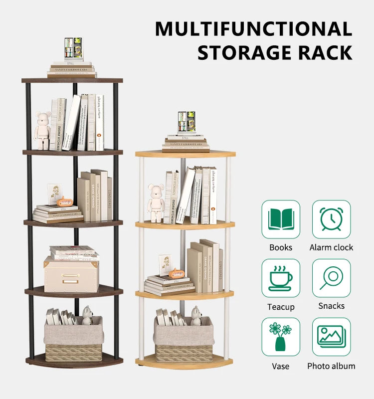 Metal Corner Wall Shelf — 3/4/5/6 Tier Plant Rack, Bookshelf & Living Room Storage