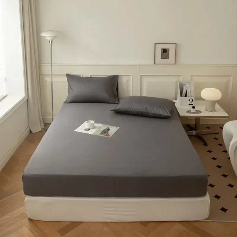 High-Quality Elastic Fitted Sheet – Solid Color Mattress Cover, 80–200cm, Single to King