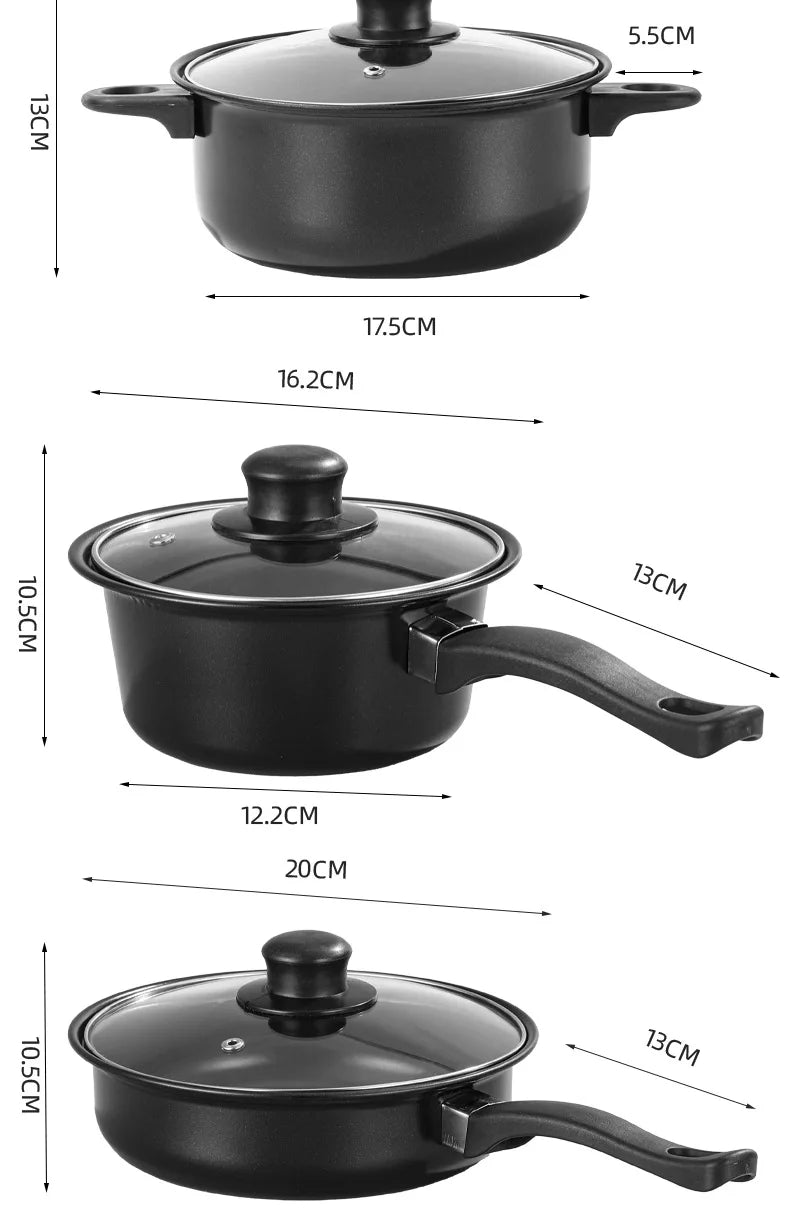 Portable pot set, kitchen pot non-stick pan, soup pan, saucepan, frying pan 13-piece set