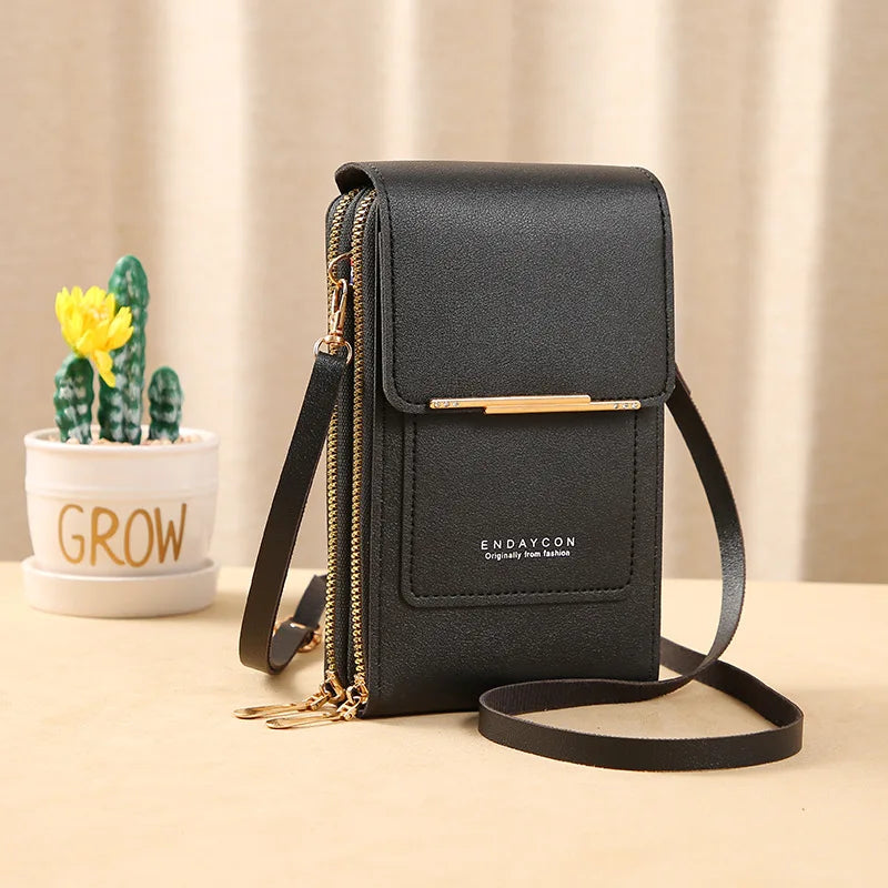Touch Screen Cell Phone Purse Soft Leather Crossbody Bag — Women's Luxury Messenger Handbag