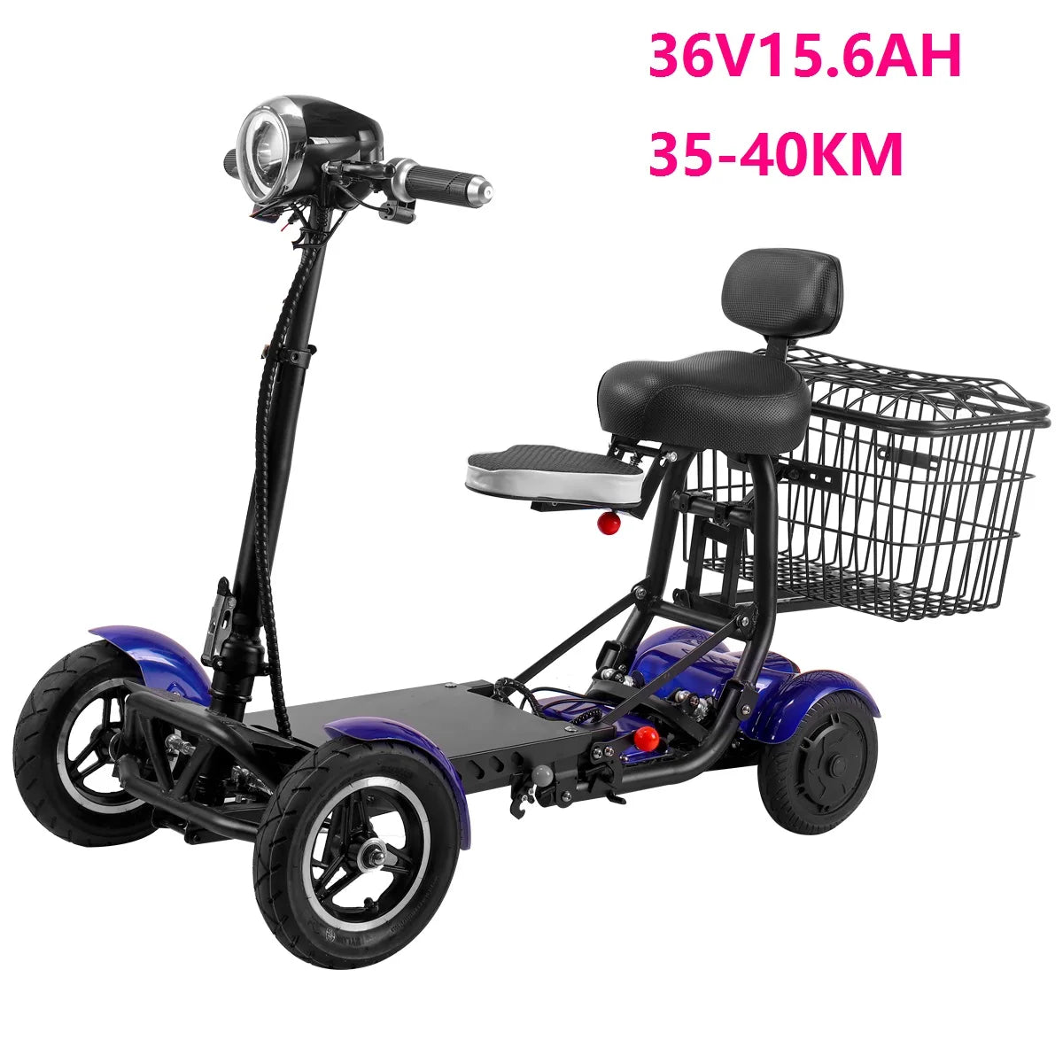 4-Wheel Mobility Scooter for Seniors, Foldable Electric Wheelchair