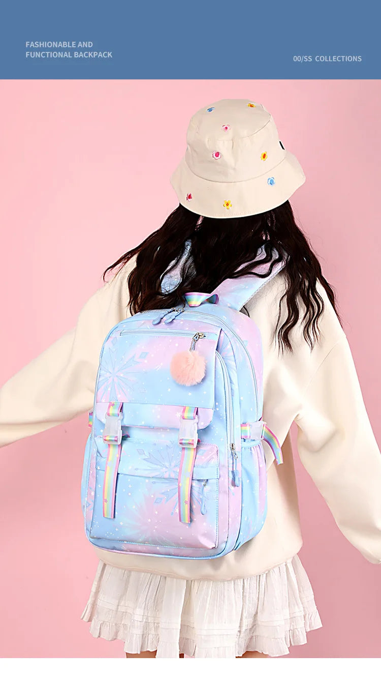 Custom Print Nylon Backpack – Laptop School & Travel Bag for Women