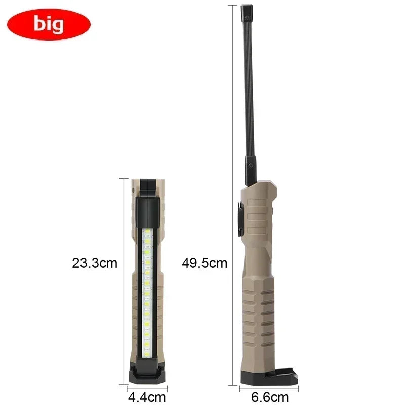 Folding COB+XPE LED Work Light – USB Rechargeable, 180° Foldable, Magnetic Base, Hook, Red SOS, Car Repair