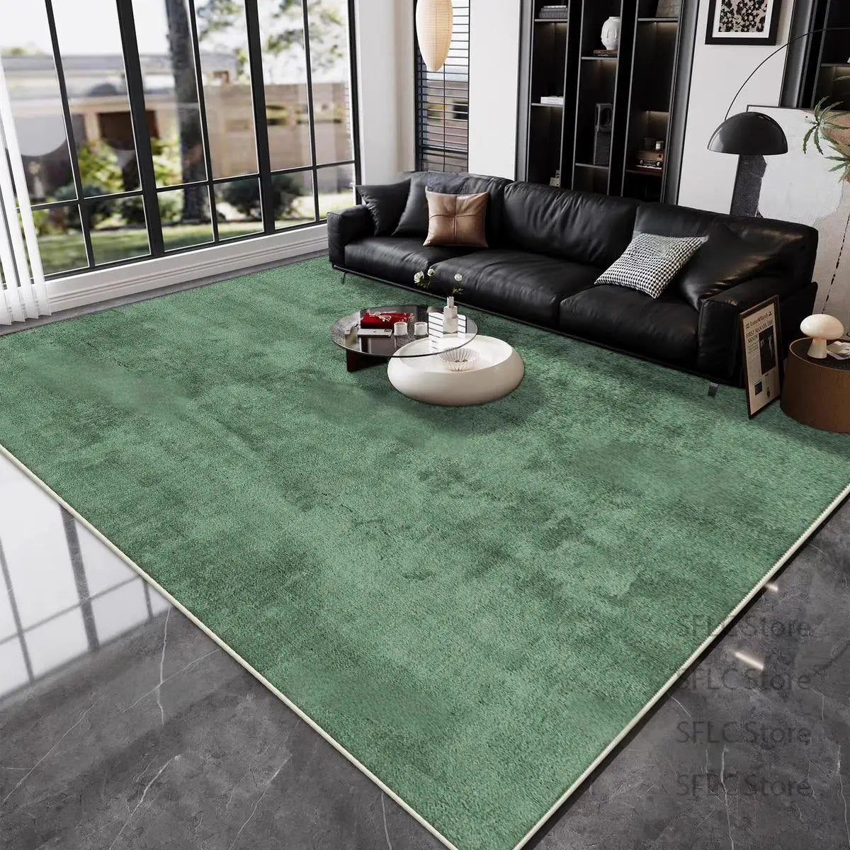 Plush Green Decorative Area Rug – Elegant Large Carpet for Living Room & Dining Room