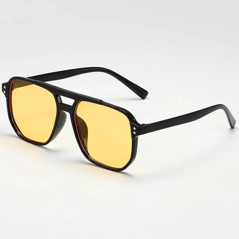 Vintage Unisex Square Sunglasses — UV400 Black Lens Fashion Shades for Men & Women