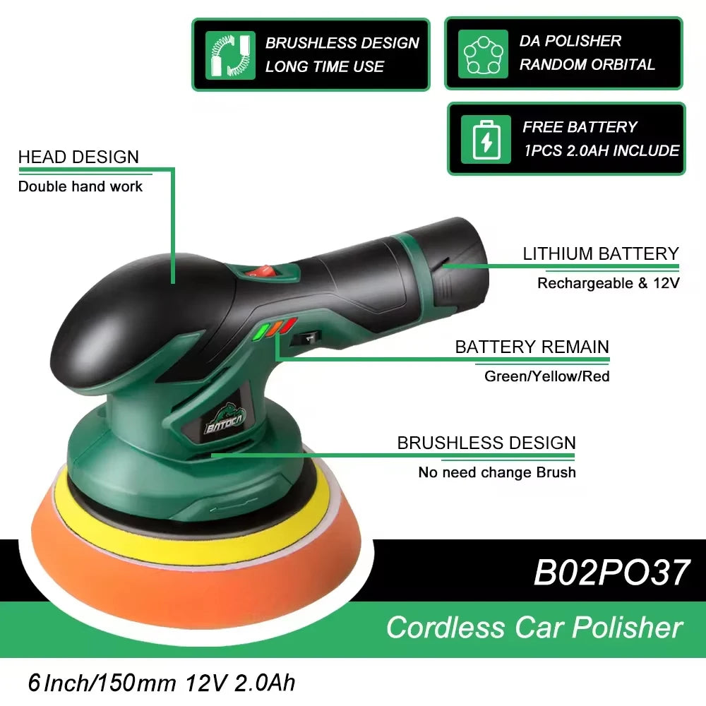 BATOCA Cordless 6-Inch Dual-Action Car Polisher