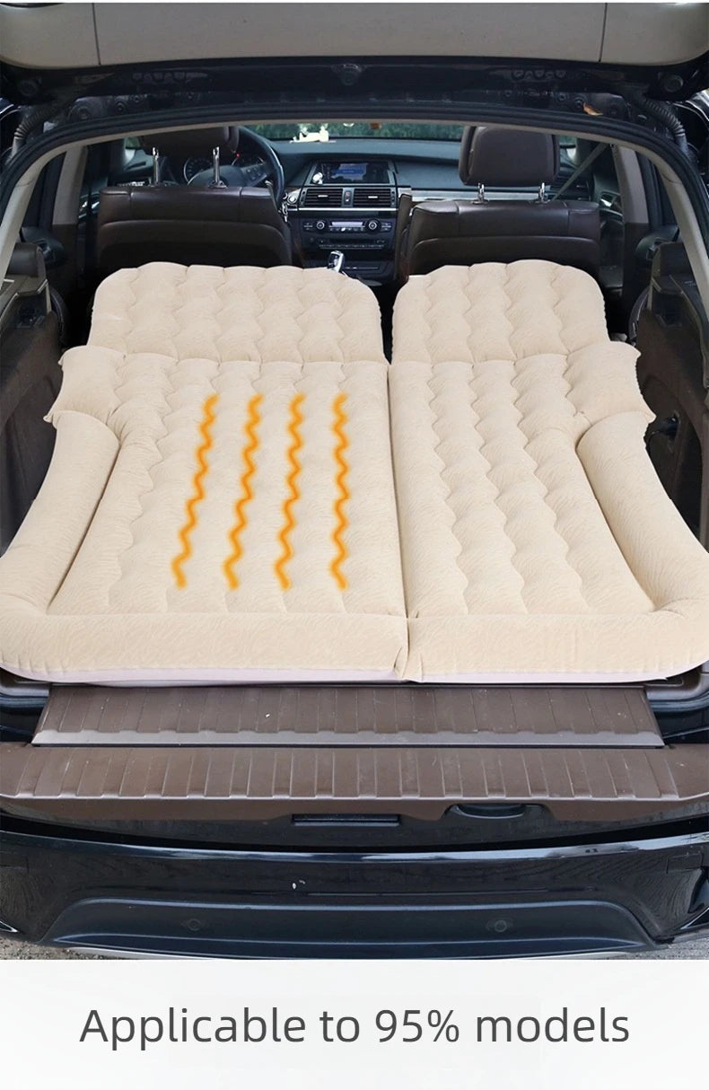 Car Inflatable Mattress – Soft Fabric Backseat Air Bed for Road Trips & Camping, Multiple Colors