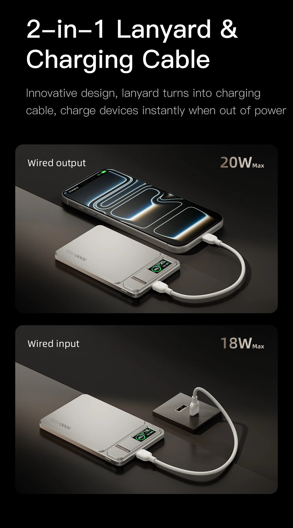 10000mAh Slim Power Bank — Lightweight Portable Charger for Everyday Carry