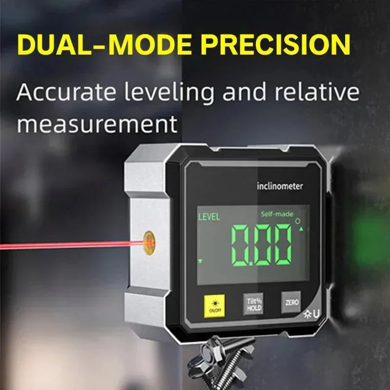 Digital Magnetic Angle Ruler & Inclinometer with Laser — Precision Protractor