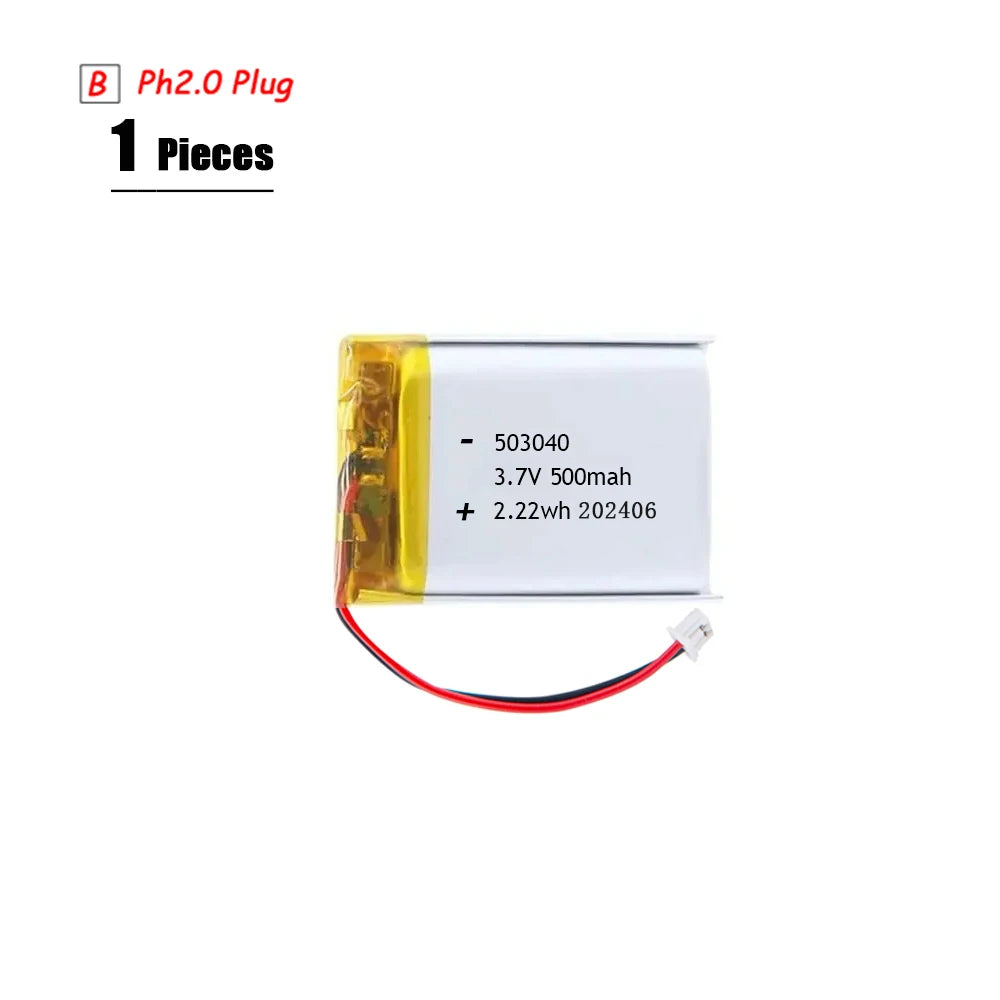 3.7V LiPo Rechargeable Battery – PH2.0 Plug for GPS, Bluetooth Speaker, PS4, Humidifier & MP3/MP4