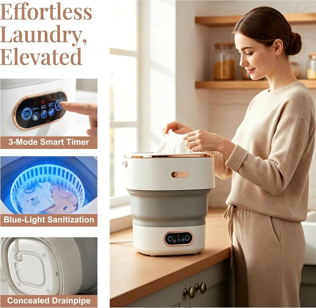 Portable Washing Machine 16L | Foldable Mini Washer & Spin Dryer Combo, 3 Modes, 120V, RV, Camping, Dorm & Apartment