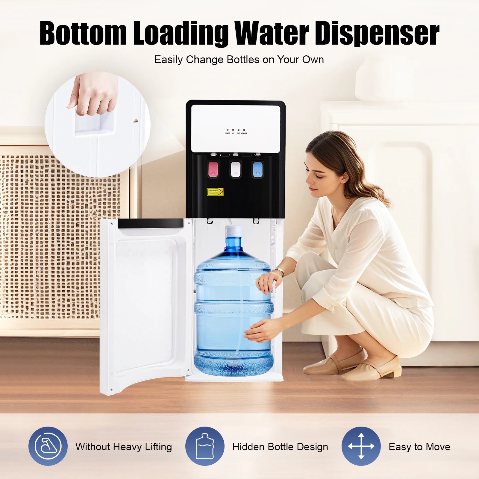 Bottom-Loading Hot & Cold Water Dispenser — Standing Water Cooler for Home & Office | 110V/220V