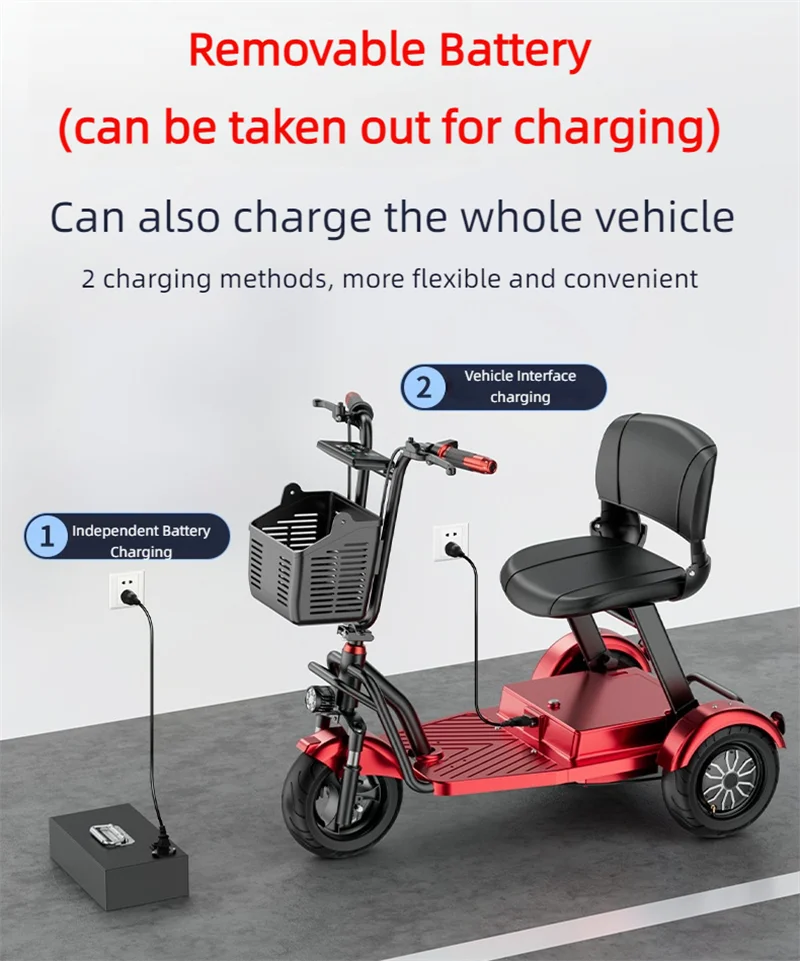 Foldable 3-Wheel Mobility Scooter – Dual 500W, 40 km Range