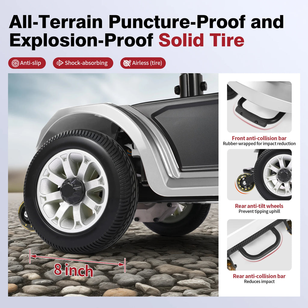 Foldable Travel Mobility Scooter for Seniors, Magnetic Brake