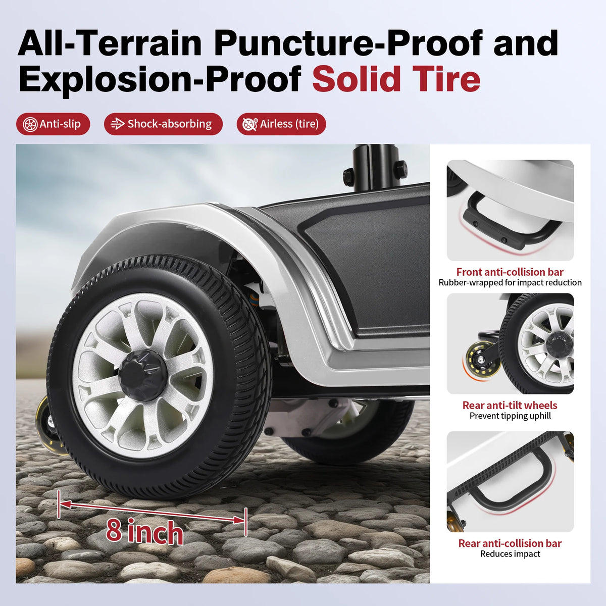Foldable Travel Mobility Scooter for Seniors, Magnetic Brake