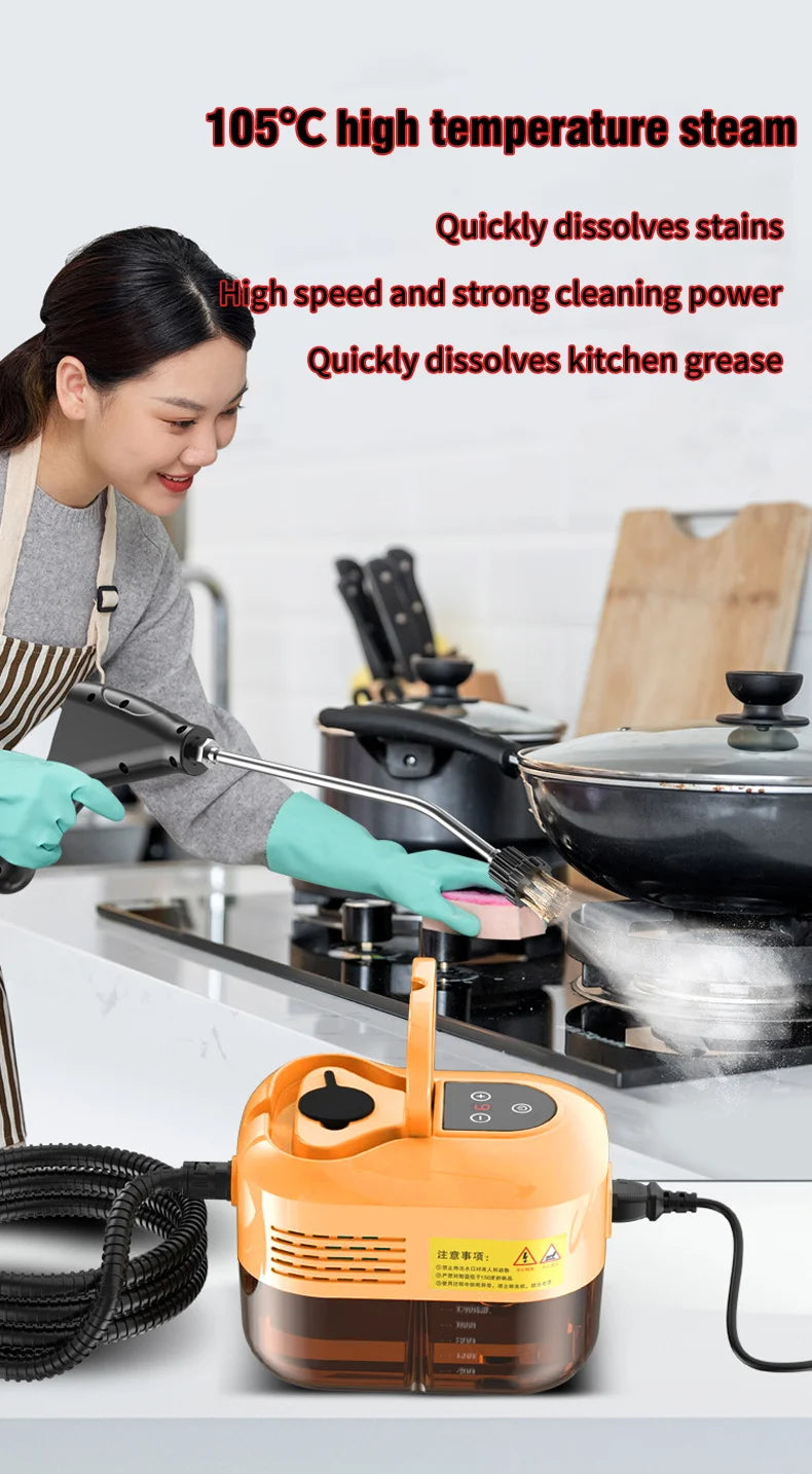 2500W Handheld Steam Cleaner – Digital Display, 6-Speed, 1200ml Tank, 110V/220V, Kitchen, Car & Furniture