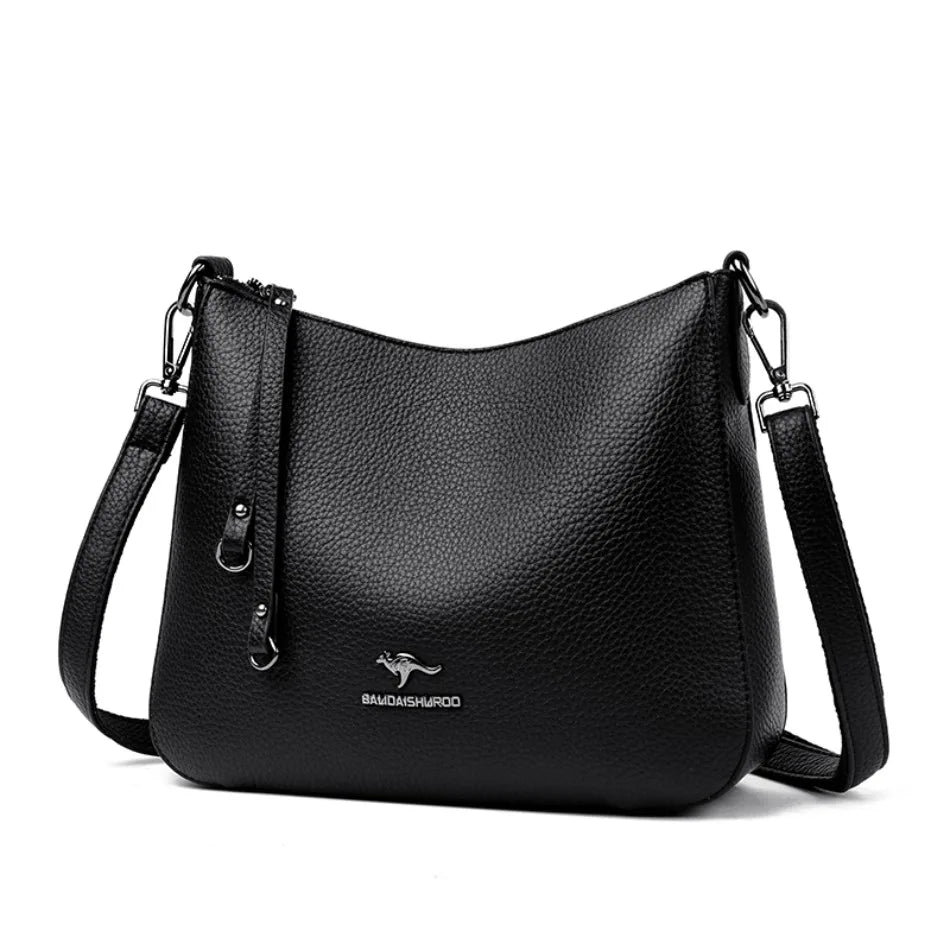 VANDERWAH Genuine Cow Leather Letter Sequin Crossbody Tote – Luxury Designer Shoulder Bag for Women