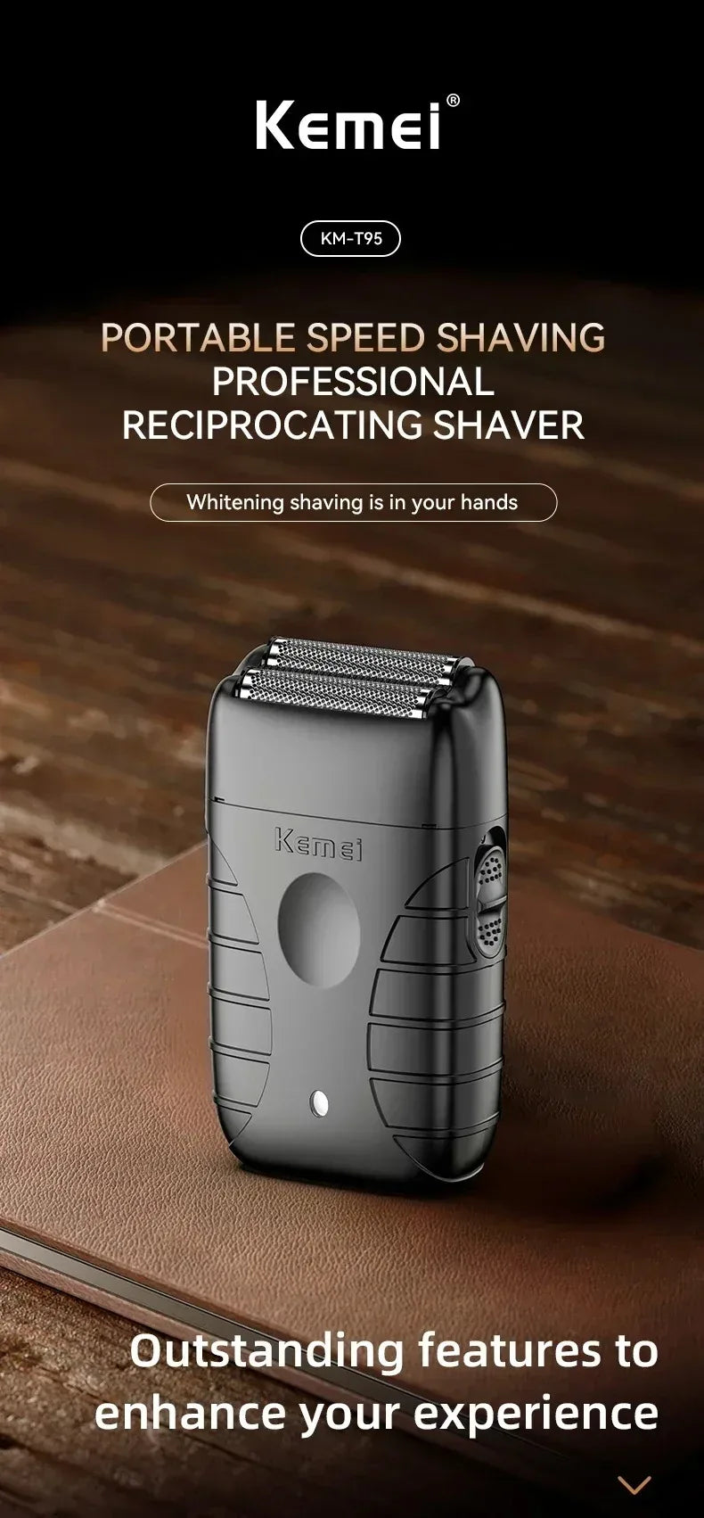 Kemei Professional Hair Clipper & Beard Trimmer – LCD Display, Wet/Dry, USB Fast Charge