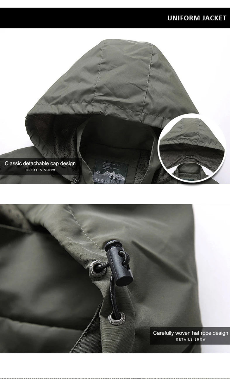 Men's Hooded Hiking Windbreaker – Multi-Pocket Jacket