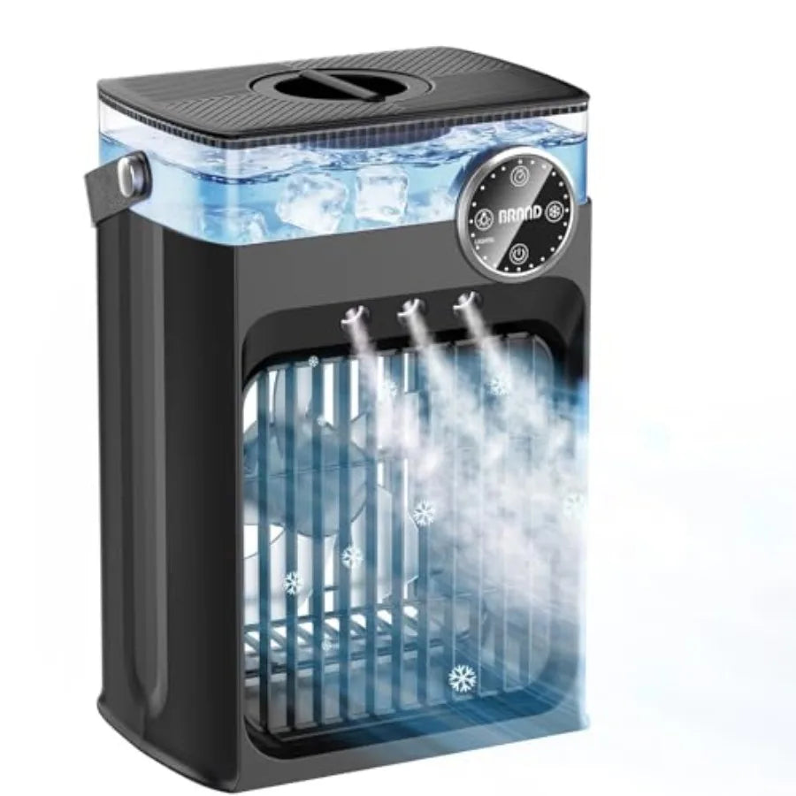 4-in-1 Portable Evaporative Air Cooler — 1200ML Tank, Remote Control, 2-8H Timer & Quiet Cooling Fan