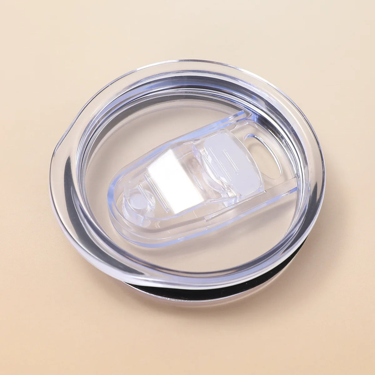 Push-Slide Replacement Lid for 12oz 16oz 20oz 30oz Slim Tumbler Cups – Leakproof Transparent Plastic Cup Lid