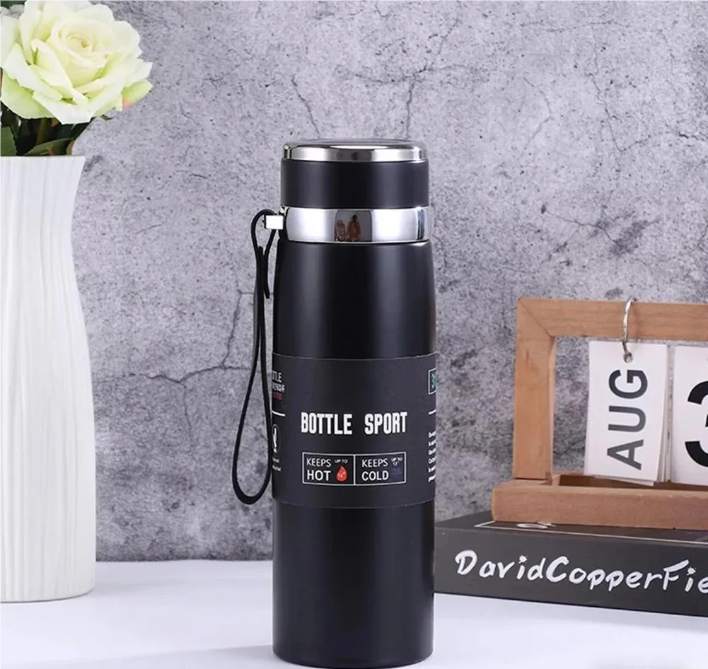 1L Stainless Steel Thermal Water Bottle — Vacuum Insulated Thermos with Handle for Hot & Cold Drinks