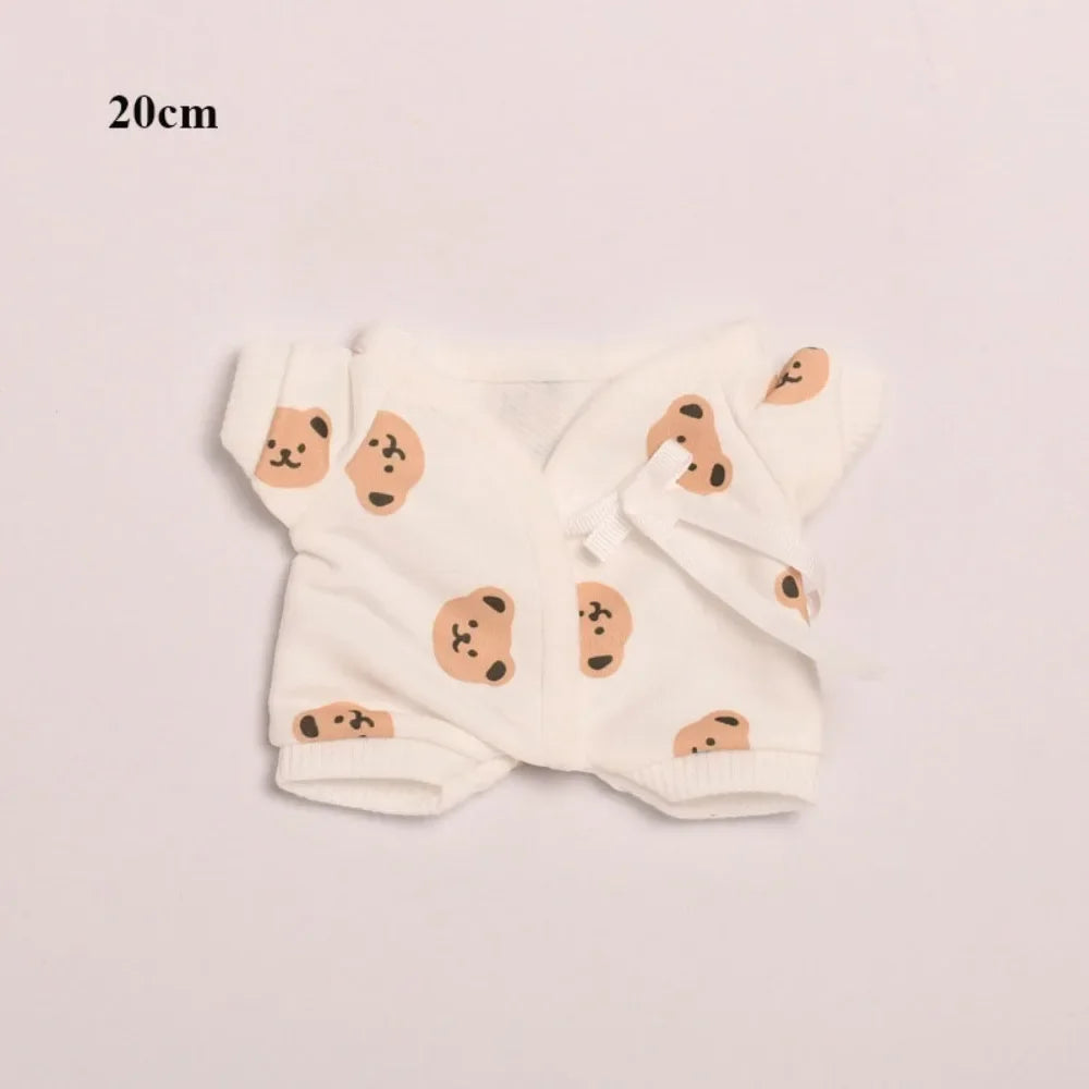 Doll Pajamas with Eye Mask – 15cm & 20cm Cotton Cartoon Doll Sleep Clothes & Bathrobe