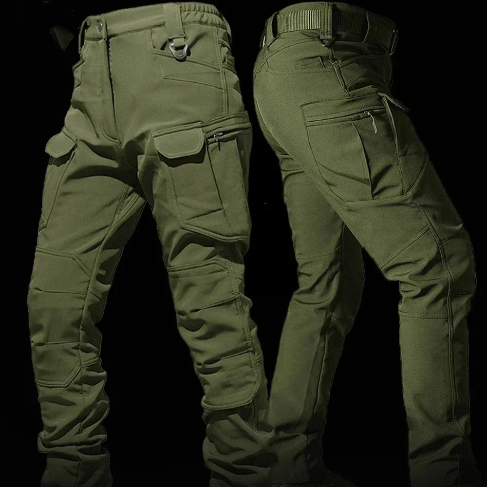 Men's Tactical Soft Shell Jacket & Cargo Pants Set – Waterproof Fleece-Lined Winter 2-Piece