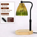 Retro Candle Warmer Lamp with Wood Base and Glass Shade