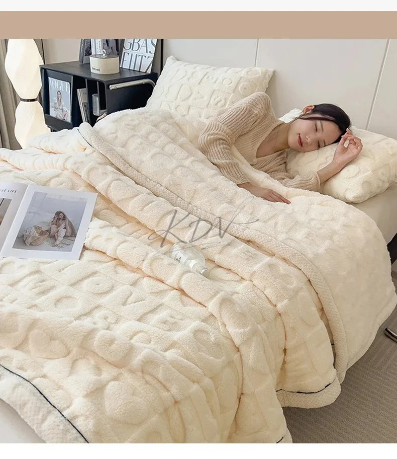 Heart Pattern Fleece Blanket – Cozy Throw & Bedding Sets