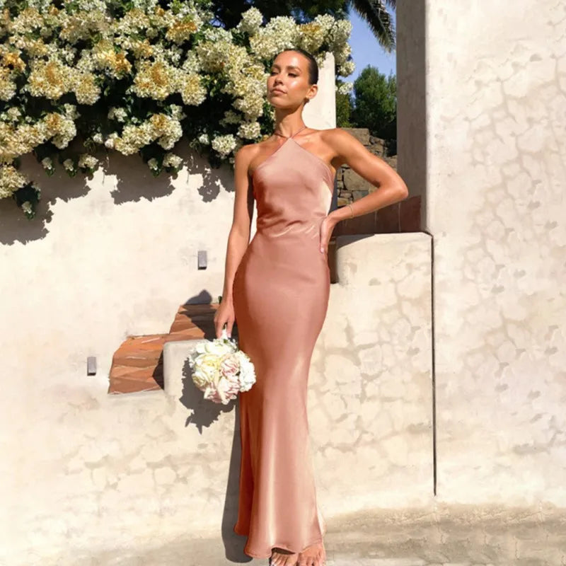 Sleeveless Backless Slim Maxi Party Dress — Sexy Solid Temperament Formal Dress