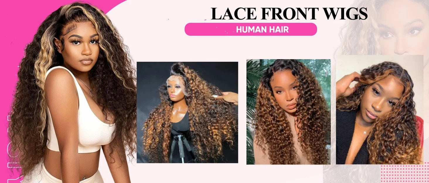 250 Density Curly 1B/30 Highlight Ombre Human Hair Wigs 13x6 HD Lace Frontal Wig Pre Plucked Brazilian Deep Wave Human Hair Wig