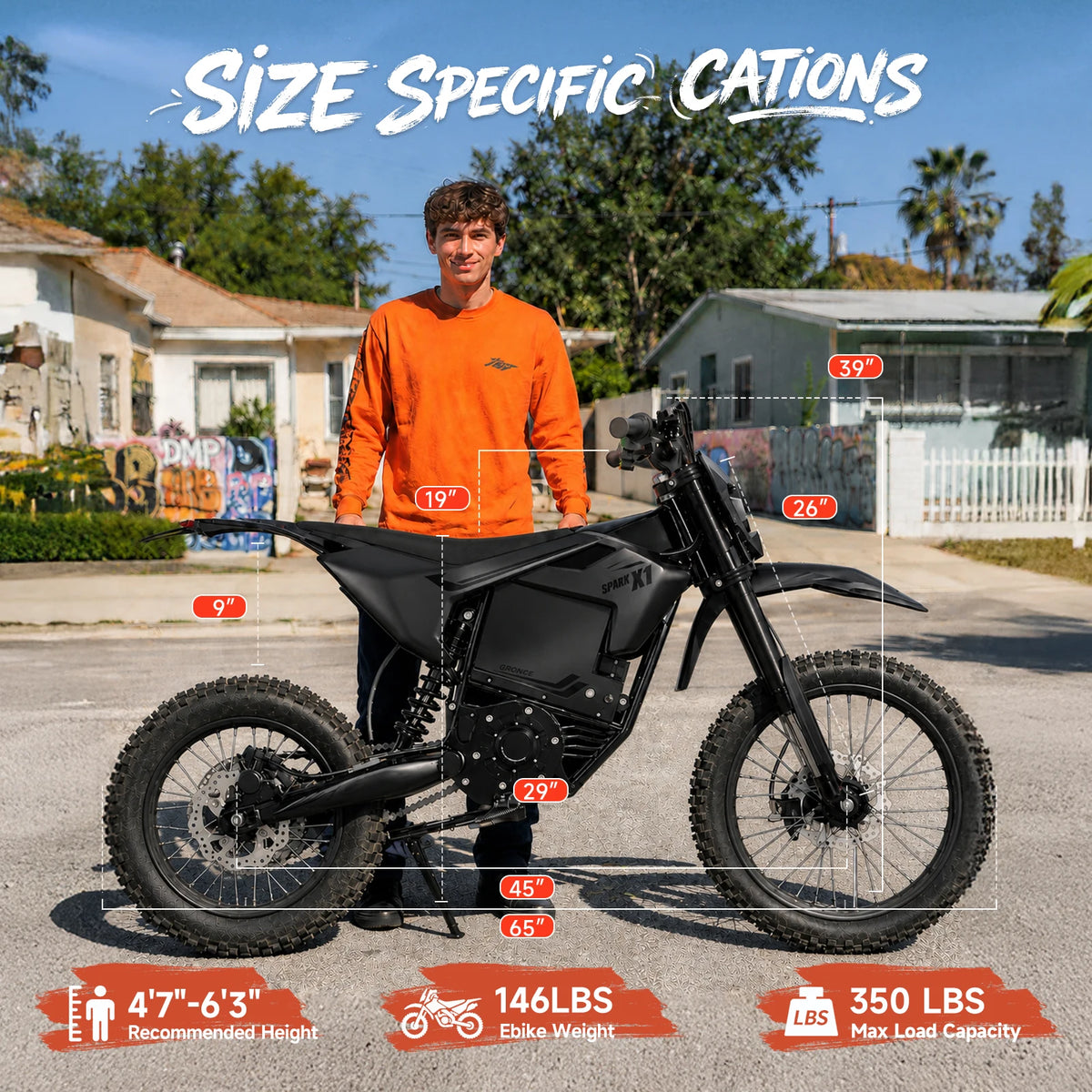X1 Spark L Electric Dirt Bike – 60 Mile Range