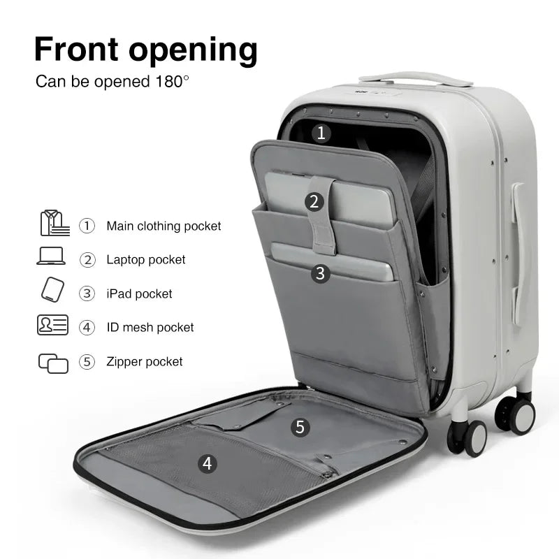 Mixi Patent Design PC Aluminum Frame Suitcase – Award-Winning Carry-On Rolling Luggage 18/20/24 Inch