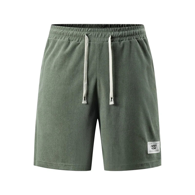 Men's Corduroy Stretch Letter Print Shorts — Casual Textured Shorts