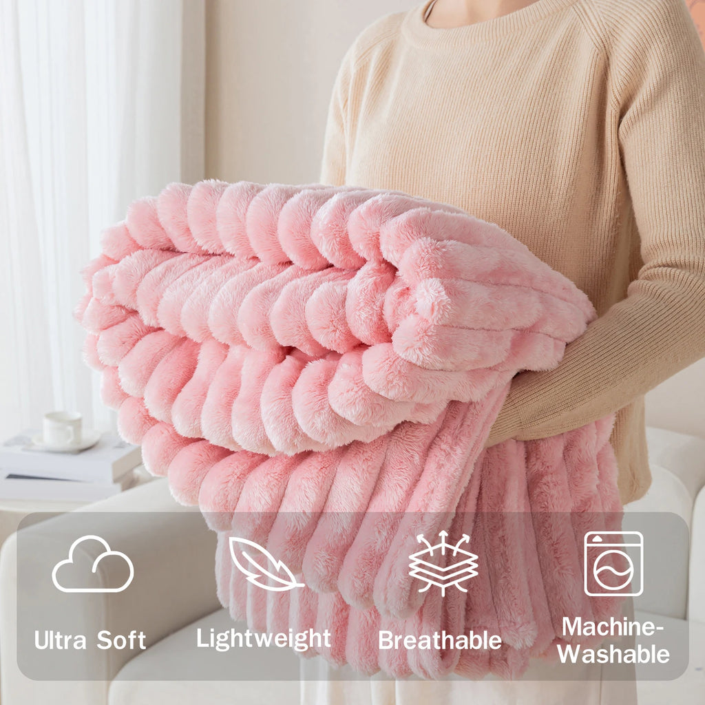 Soft Flannel Blanket – Warm Nap Throw in Multiple Colors, Christmas Gift Blanket