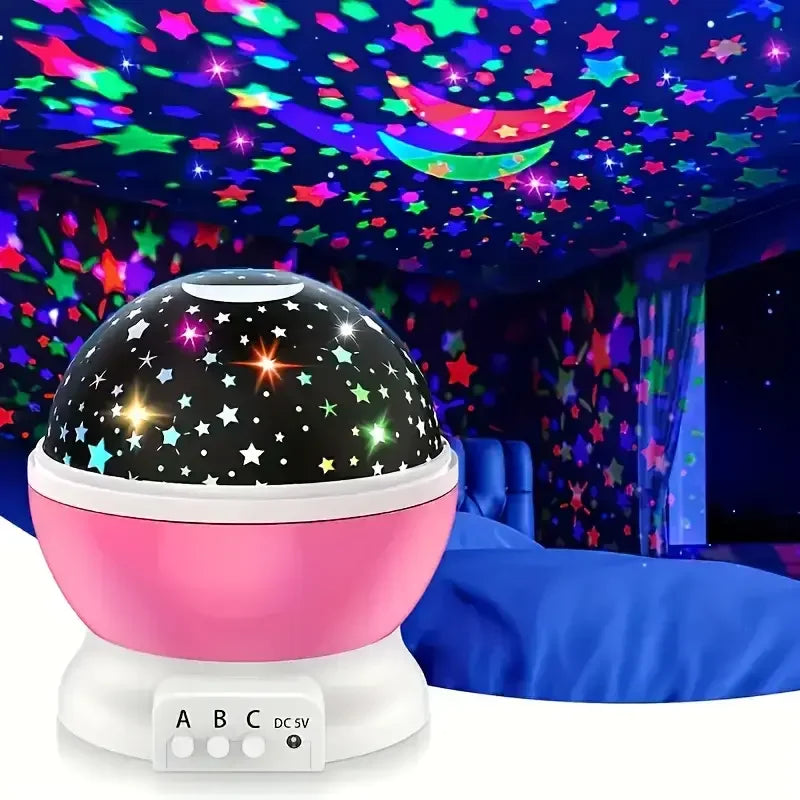 Starry Night Sky Projector Light — USB & Battery Powered, Rotating Galaxy Lamp for Bedroom & Parties
