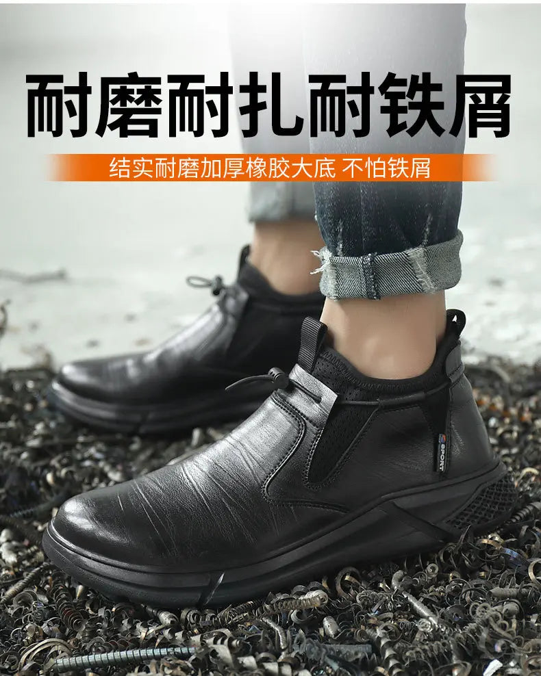 Men's Black Waterproof Metal-Toe Work Shoes