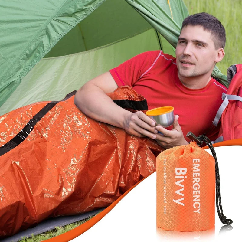 Emergency Mylar Survival Sleeping Bag – Thermal Bivy Sack, Lightweight Waterproof Shelter for Camping & Hiking