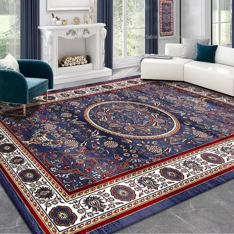 Persian Style Large Area Carpet – Retro Non-Slip Washable Rug for Living Room & Bedroom