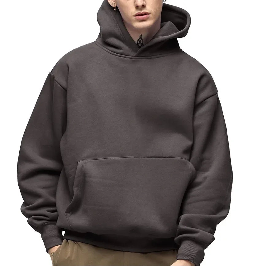 Men's Heavy Cotton Hoodie Sweatshirt — Premium Heavyweight Pullover