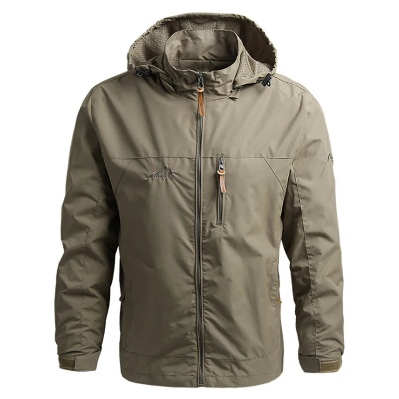 Men's Hooded Hiking Windbreaker – Multi-Pocket Jacket