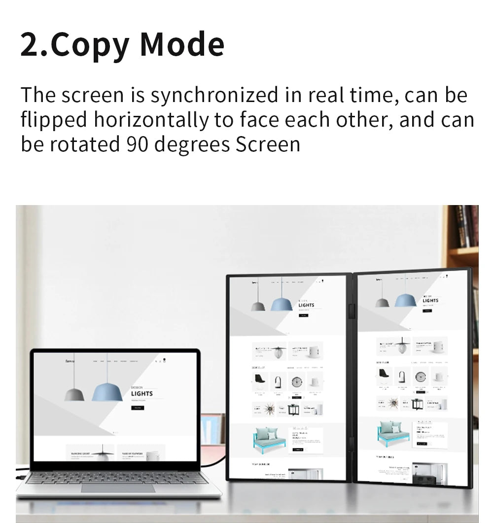 18.5-Inch Dual Portable Monitor – Full HD Folding Screens