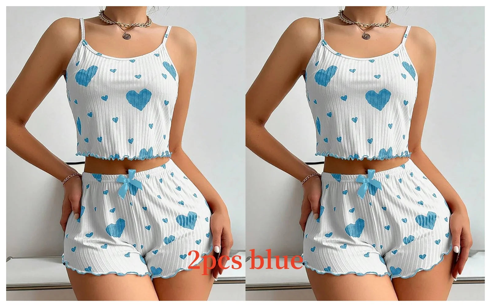 Women's 2-Piece Tank Top & Shorts Pajama Set | Soft Casual Love Print Sleepwear