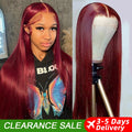 99J Burgundy Straight Lace Front Wig | 13x4 13x6 HD Lace 180% Density Pre-Plucked Peruvian Human Hair